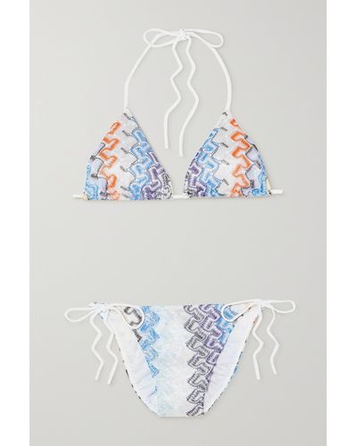 Missoni Mare Triangel-bikini Aus Häkelstrick Mit Neckholder - Blau