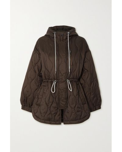 Varley Caitlin Hooded Quilted Padded Shell Jacket - Brown