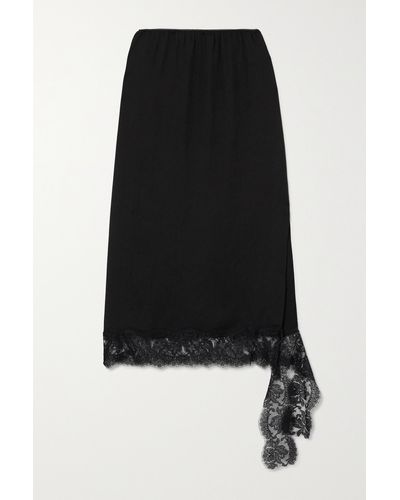 Tibi Chantilly Lace-trimmed Twill Midi Skirt - Black