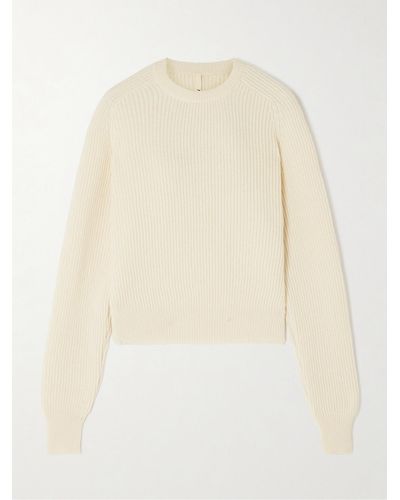 Petar Petrov Crossover Cropped Ribbed Wool And Cashmere-blend Jumper - Natural