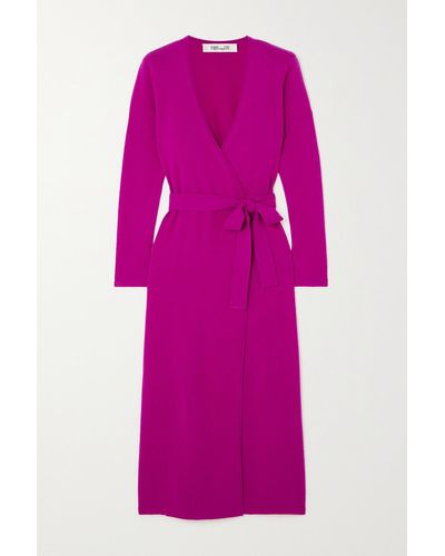 Diane von Furstenberg Astrid Midi-wickelkleid Aus Einer Woll-kaschmirmischung - Pink