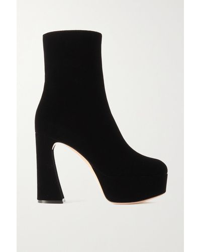 Gianvito Rossi Holly 70 Ankle Boots Aus Samt Mit Plateau - Schwarz