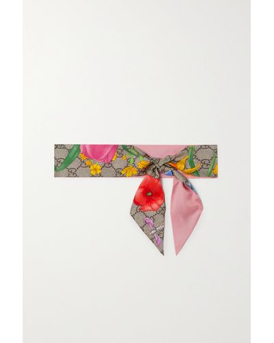 Gucci GG Flora Print Silk Neck Bow - Multicolour