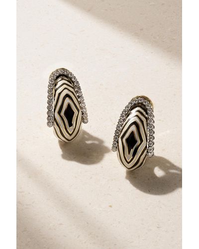 David Webb Vreeland Zebra 18-karat Gold, Platinum, Diamond And Enamel Clip Earrings - Natural