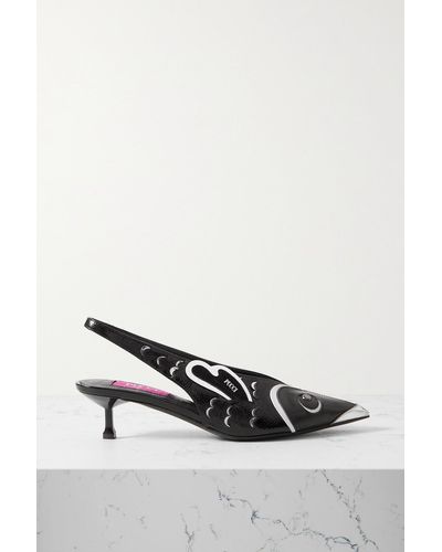 Emilio Pucci Studded Leather Slingback Court Shoes - White