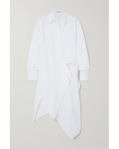 JW Anderson Asymmetrisches Hemdblusenkleid Aus Baumwollpopeline - Weiß