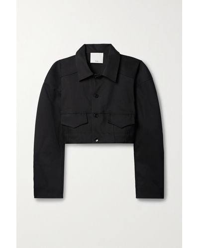 Tibi Cropped Woven Jacket - Black