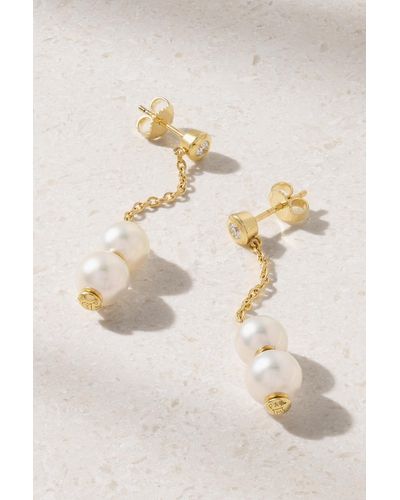 Mikimoto Pearls In Motion 18-karat Gold, Pearl And Diamond Earrings - Natural