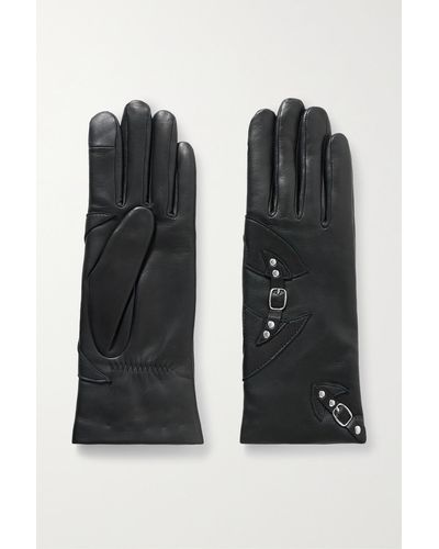 Agnelle Handschuhe Aus Leder Mit Verzierungen - Schwarz
