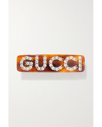 Gucci Einzelne Haarspange mit Kristall-Motiv - Braun