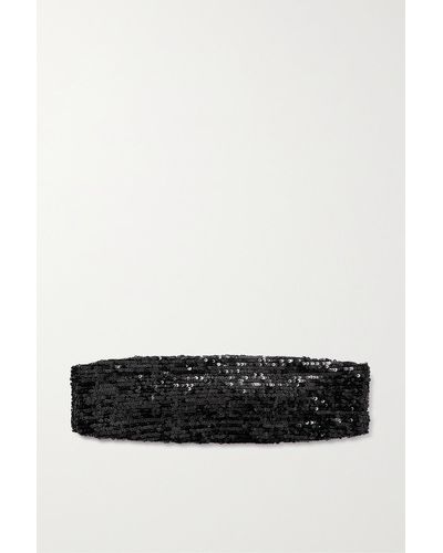 Saint Laurent Sequined Jersey Headband - Black