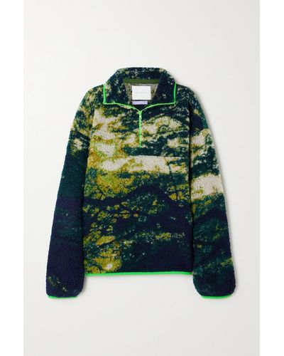 Conner Ives Pullover Aus Bedrucktem Fleece Mit Kurzem Reißverschluss - Grün