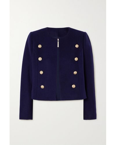 L'Agence True Button-embellished Wool-blend Blazer - Blue