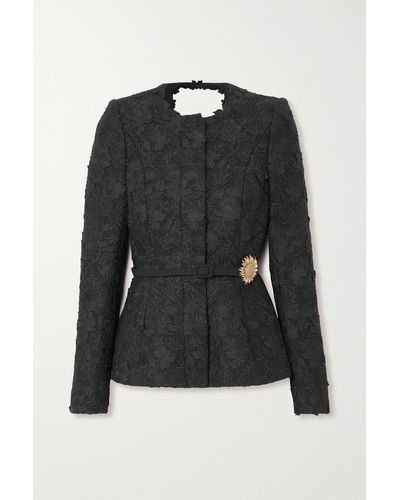 Oscar de la Renta Embellished Lace Jacket - Black