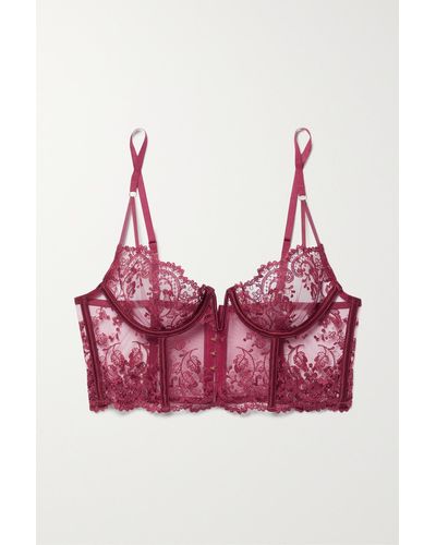 Kiki de Montparnasse Juliette Soft-bh Mit Bügeln Aus Besticktem Tüll Mit Satinbesätzen - Pink