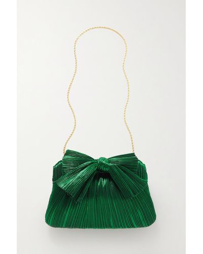 Loeffler Randall Rayne Bow-embellished Plissé-lamé Clutch - Green