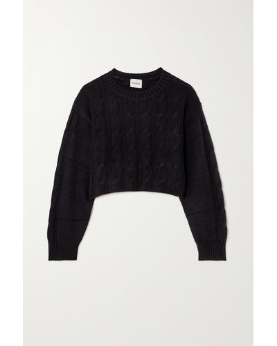 LeKasha Judecca Cropped Cable-knit Organic Cashmere Jumper - Black