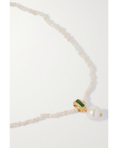Pacharee Prado Gold Vermeil, Pearl And Emerald Necklace - White