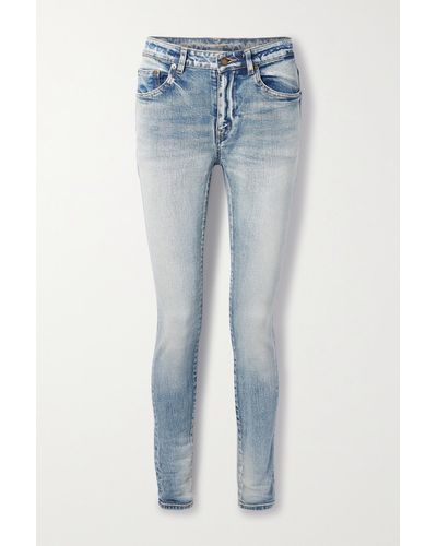 Saint Laurent Halbhohe Skinny Jeans - Blau