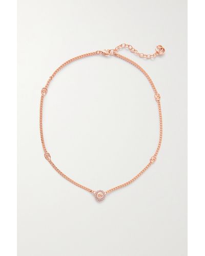 Gucci Rose Gold-tone, Crystal And Faux Pearl Necklace - White