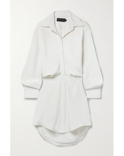 Brandon Maxwell The Vera Silk-crepe Mini Shirt Dress - White