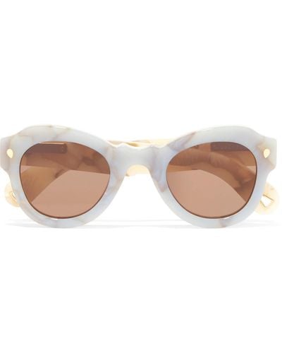 Lucy Folk Fly Away Round-frame Acetate Sunglasses - Blue