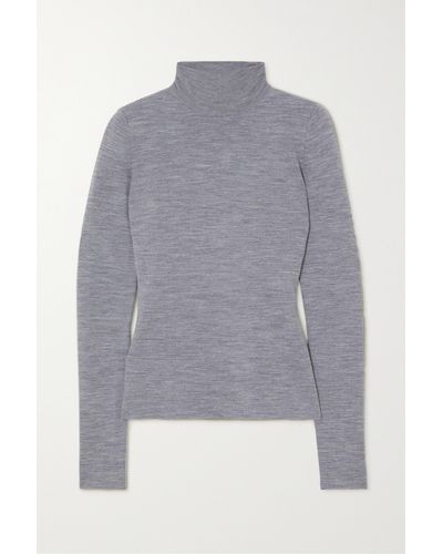 Gabriela Hearst May Wool, Cashmere And Silk-blend Turtleneck Jumper - Grey