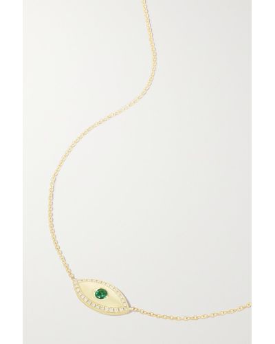 Jennifer Meyer Medium Evil Eye 18-karat Gold, Diamond And Emerald Necklace - White
