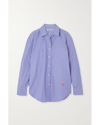 T By Alexander Wang Appliquéd Striped Cotton-poplin Shirt - Purple