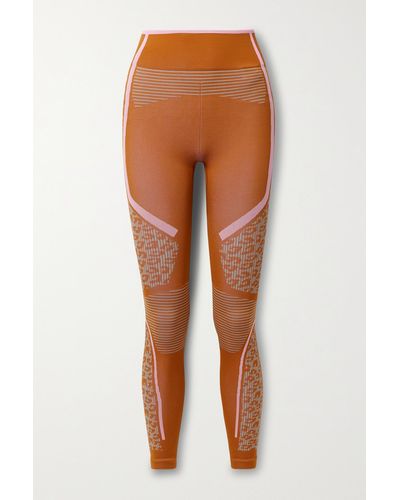 adidas By Stella McCartney Truestrength Leggings Aus Recyceltem Jacquard-strick Mit Stretch-anteil - Orange