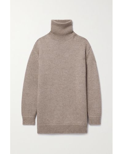 The Row Elu Oversized Alpaca And Silk-blend Turtleneck Sweater - Natural