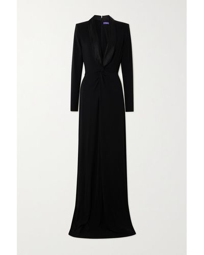 Ralph Lauren Collection Danon Satin-trimmed Stretch-crepe Gown - Black