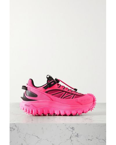 3 MONCLER GRENOBLE Trailgrip Neonfarbene Sneakers Aus Canvas, Mesh Und Leder - Pink