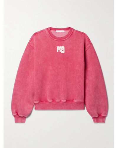 T By Alexander Wang Printed Cotton-blend Jersey Sweatshirt - Pink