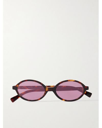 Miu Miu Oval-frame Tortoiseshell Acetate Sunglasses - Pink