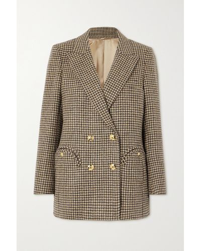 Blazé Milano Everyday Double-breasted Houndstooth Wool-tweed Blazer - Natural