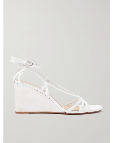 Chloé Rebecca Leather Wedge Sandals - White