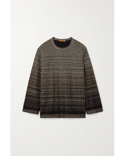Missoni Sequined Striped Metallic Crochet-knit Sweater - Multicolour