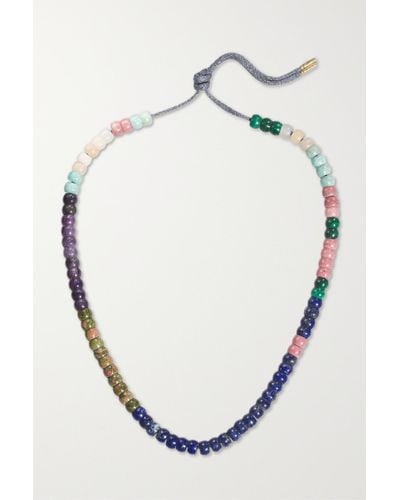 Carolina Bucci Forte Beads Cartagena Kette Aus Lurex® Mit Mehreren Steinen Und Details Aus 18 Karat Gold - Blau