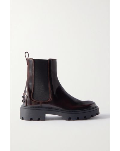 Tod's Gomma Pesante Glossed-leather Chelsea Boots - Black