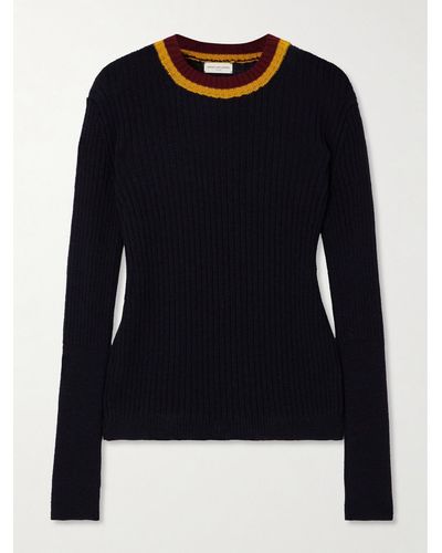 Dries Van Noten Pullover Aus Einer Gerippten Wollmischung Mit Streifen - Schwarz