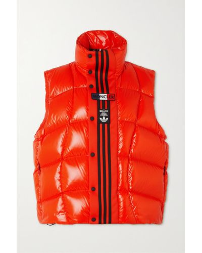 Moncler Genius + Adidas Originals Bozon Daunenweste Aus Gestepptem Glänzendem Shell Mit Jersey-besätzen - Rot