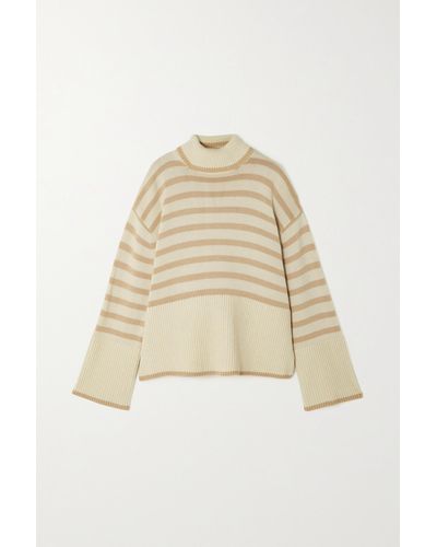 Totême + Net Sustain Striped Wool-blend Turtleneck Sweater - Natural
