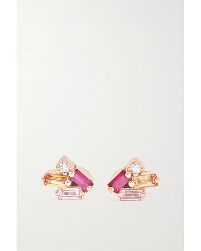 Suzanne Kalan 18-karat Rose Gold Sapphire And Diamond Earrings - Pink