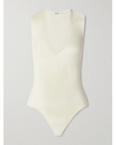 Wolford + Net Sustain Aurora Ribbed Wool Bodysuit - White