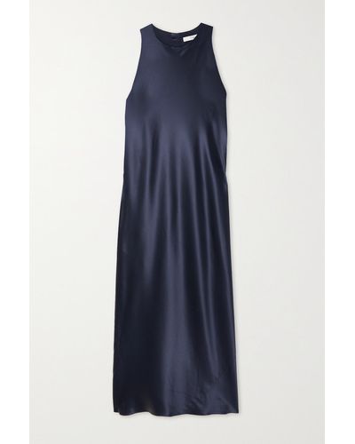 Tibi Silk-satin Midi Dress - Blue