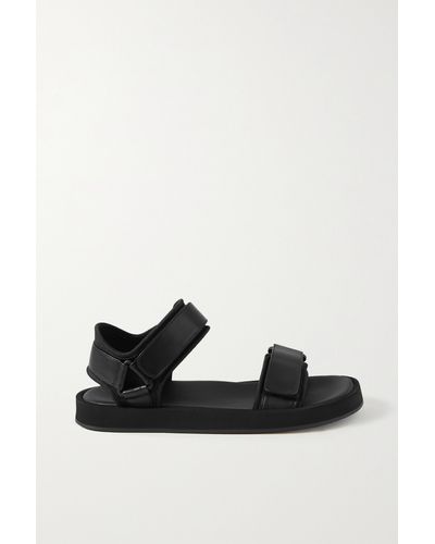 The Row Hook And Loop Leather Sport Sandals - Black