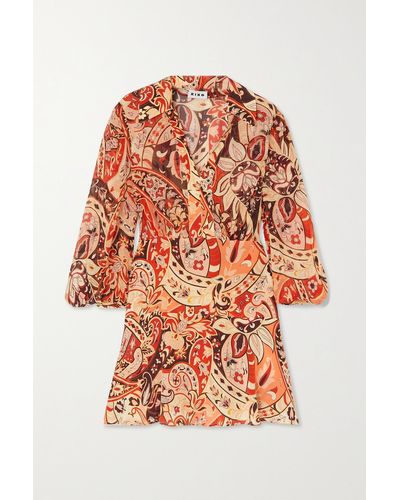 RIXO London Mini-robe En Crêpe De Chine De Soie À Imprimé Cachemire Indy - Orange