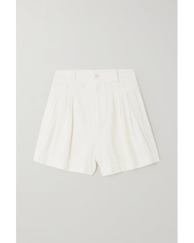 The Great Pleated Cotton Shorts - Natural