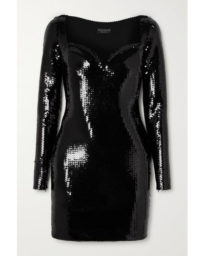 Balenciaga Sequined Stretch-crepe Mini Dress - Black